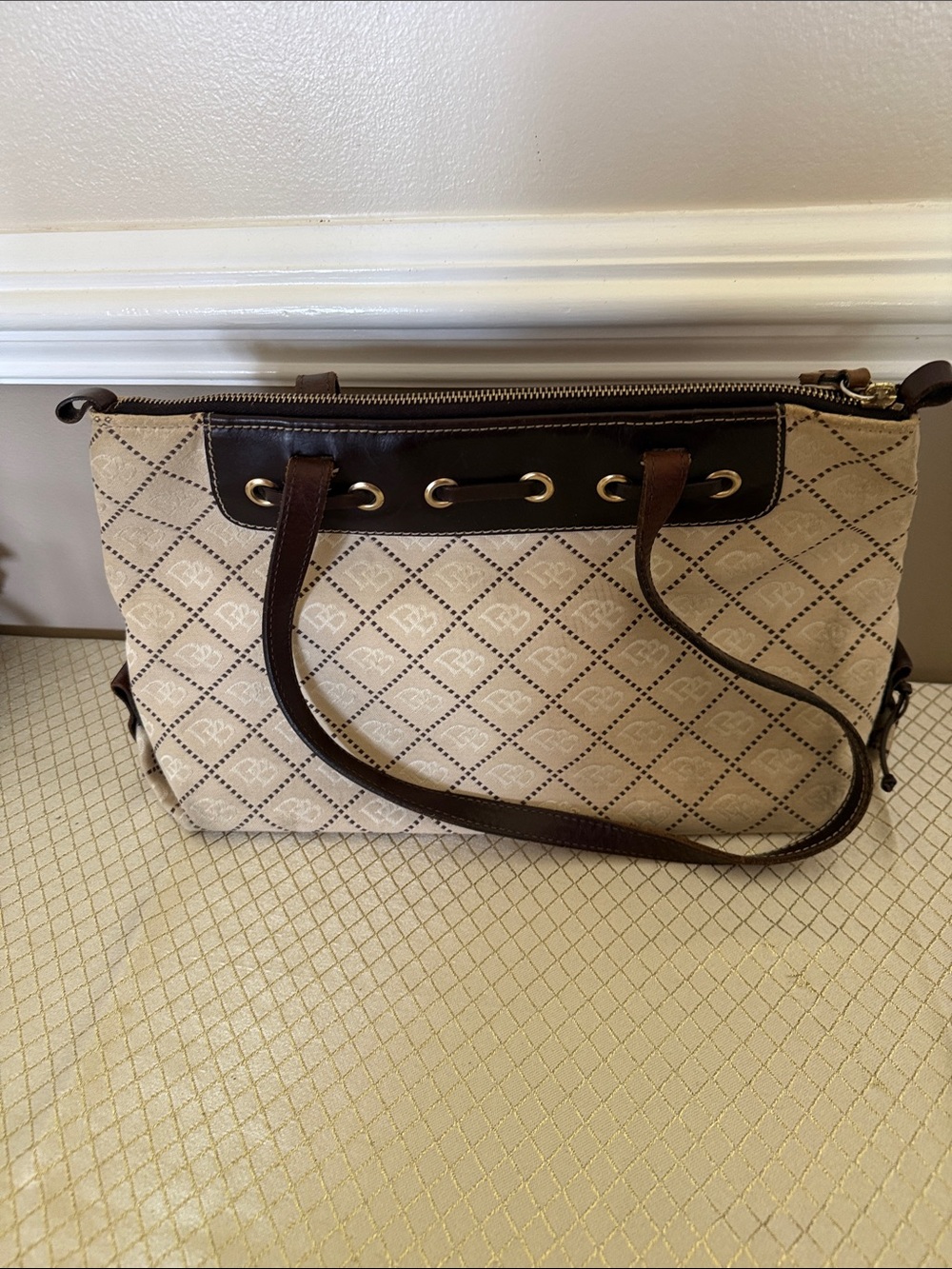 Classic Beige and Brown Tote Handbag